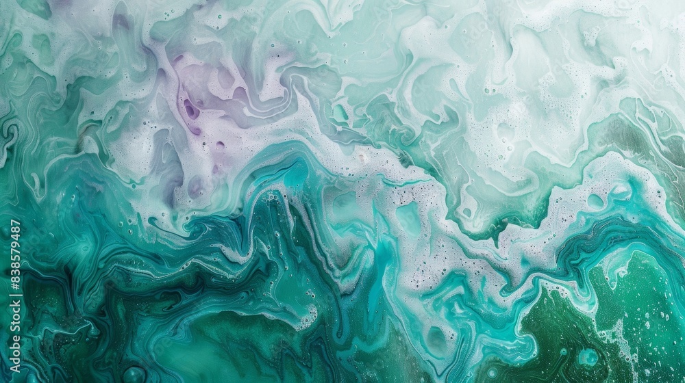 Aufkleber the surface of the foam is a mesmerizing blend of greens and blues with subtle hints of pink creatin