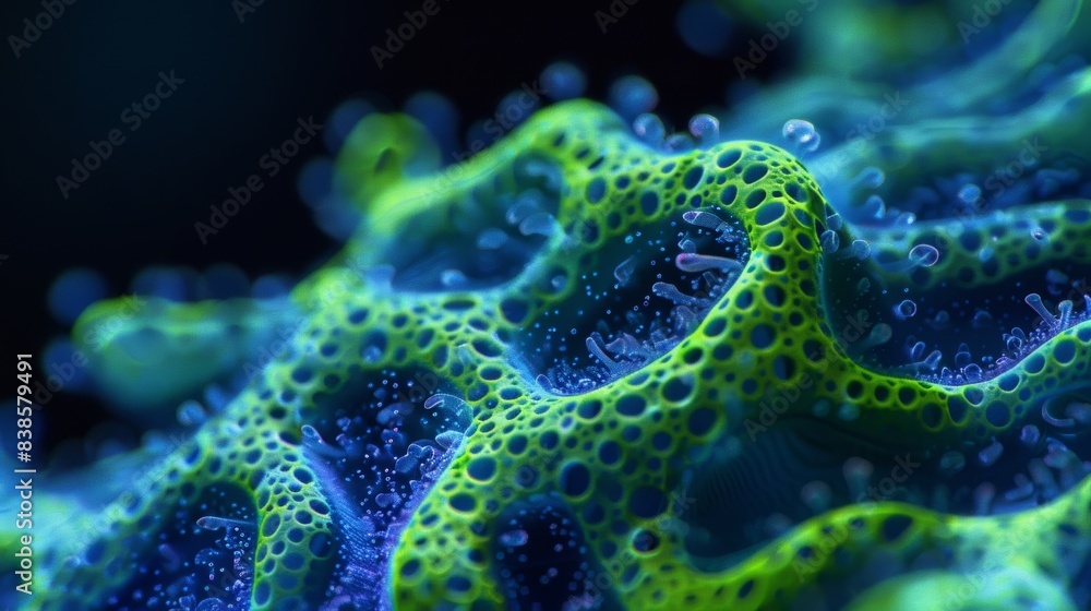 Poster a closeup view of a small of phosphorescent foam reveals intricate patterns and swirls almost like a