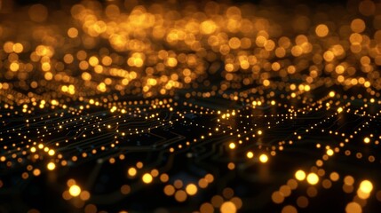 An array of tiny glowing dots peppered across a circuit board creating a mesmerizing pattern