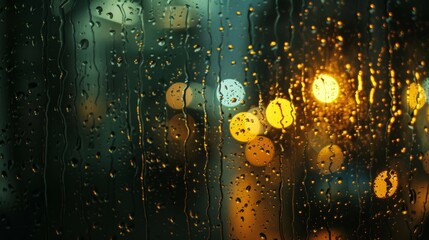 Each drop of rain is a tiny orb of light illuminating the window like a string of fairy lights