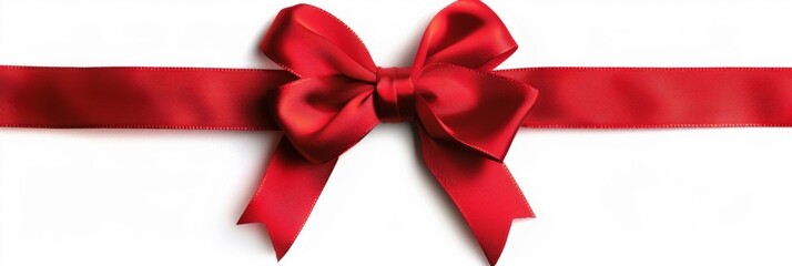 Beautiful red bow with red ribbon isolated on white background for page decor
