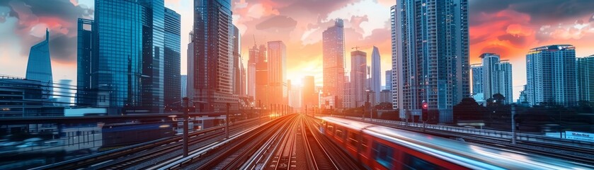 Fototapeta premium Rise-city of view from train window