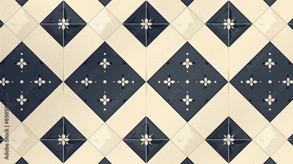 Poster vector seamless pattern with modern stylish texture repeating geometric tiles with rhombuses