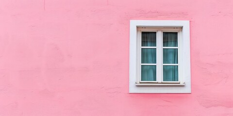 Empty Pink Painted Wall with White Window, llustration for cover, card, postcard, interior design, banner, poster, brochure or presentation - AI Generated
