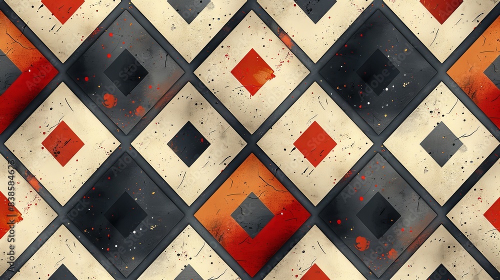 Poster vector seamless pattern with modern stylish texture repeating geometric tiles with rhombuses