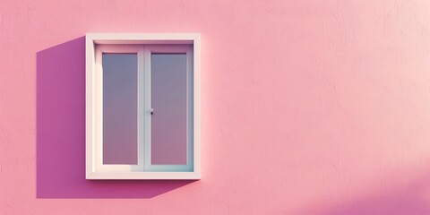Empty Pink Painted Wall with White Window, llustration for cover, card, postcard, interior design, banner, poster, brochure or presentation - AI Generated