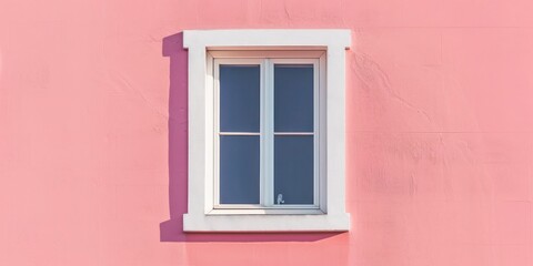 Empty Pink Painted Wall with White Window, llustration for cover, card, postcard, interior design, banner, poster, brochure or presentation - AI Generated
