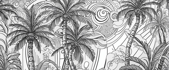 abstract palm tree doodle graphic
