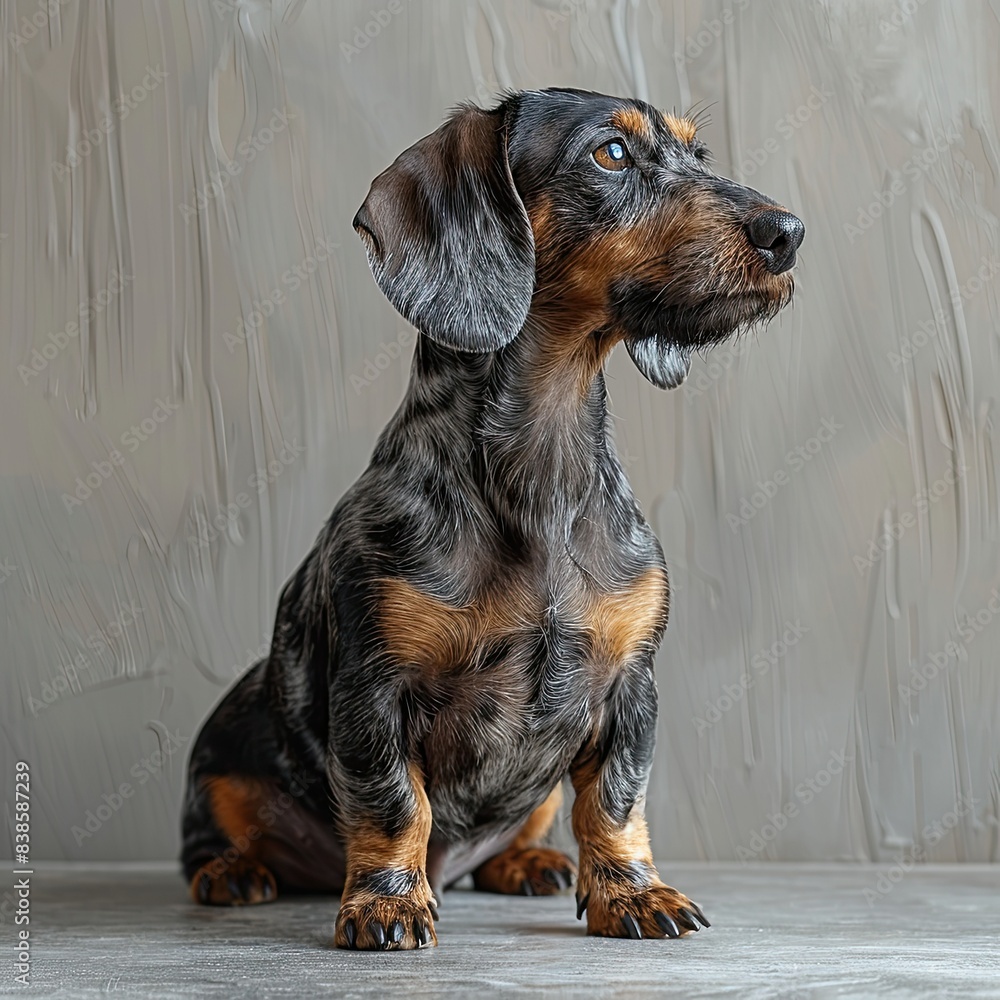 Wall mural full long body dachshund standing up side profile - Wall murals