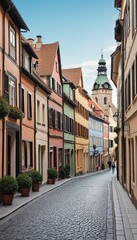 Fototapeta premium cute european style town, illustration