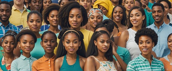 Black history month template with multiple african and afro american women