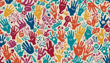 Colorful diverse people's hands