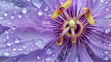 Obraz premium passion flower close up with drops