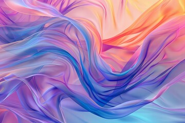 Fototapeta premium Colorful fabric swirls with a gradient of blue and pink hues