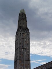 Beffroi de la Chambre Commerce tower over the roofs in Lille