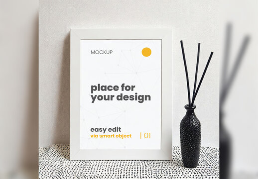 Poster Frame Mockup Pointillism Dots Art Style 06 Generative Ai