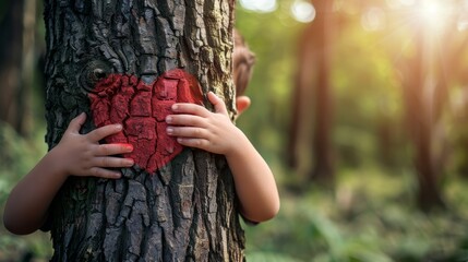  the hands a red heart on tree