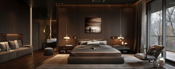 Luxurious Antique Royal Bed Room Interior, BLue, Brown, Grey, Black - AI Generated