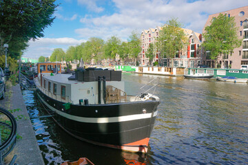 Fototapeta premium View of a ship in the canal