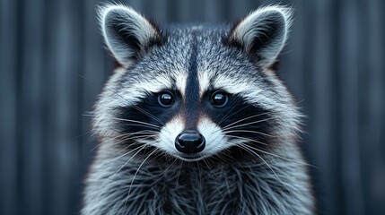 Obraz premium Abstract representation of a raccoon's fur texture, with its distinctive black and grey striped pattern arranged in a clean, stylized design. Flat color illustration, shiny, Minimal and Simple,
