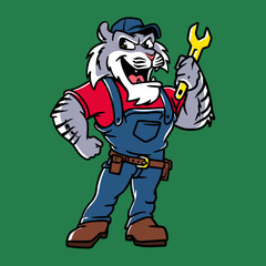 Mechanical gray tiger mascot vector cartoon