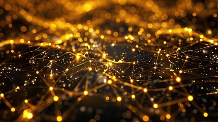 Abstract bubble bokeh - computer-generated image. Fractal geometry: chaos bright glowing circles like confetti. AI generated illustration