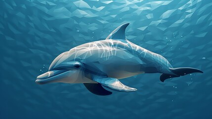 Fototapeta premium Abstract illustration of a dolphinâ€™s skin texture, emphasizing its smooth, streamlined surface in shades of grey and blue for an aquatic, sleek look. Flat color illustration, shiny, Minimal and
