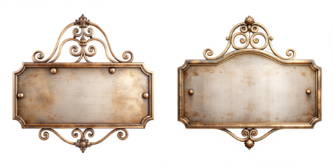 Vintage and grunge old metal sign highly detailed isolated on transparent background PNG file