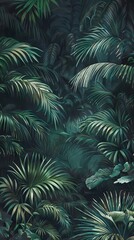 Beautiful nature background of vertical garden with tropical green leaf. Mural wallpaper. AI generated illustration