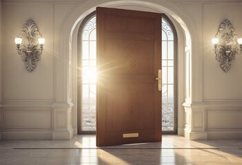 Fototapeta premium Open door to heaven, illustration