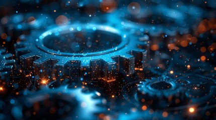Fototapeta premium Create an image of interconnected gears representing different data sources and systems integrated into a unified CRM platform, emphasizing the importance of data integration in effective CRM strategi