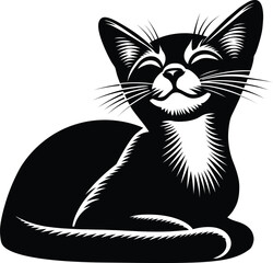 Cat Silhouette vector illustration Isolated on White Background