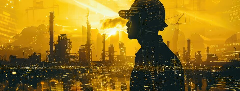 Oil and gas worker at an industrial plant