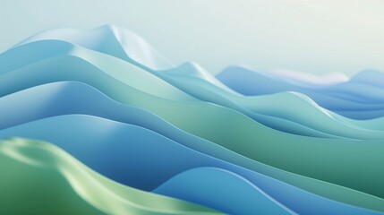 Abstract illustration paper mountain range landscape in cool colors.