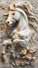 Beautiful animal 3d relief wallpaper. Mural wallpaper. AI generated illustration