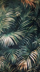 Beautiful nature background of vertical garden with tropical green leaf. Mural wallpaper. AI generated illustration