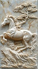 Beautiful animal 3d relief wallpaper. Mural wallpaper. AI generated illustration