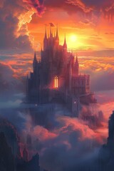 Fototapeta premium castle in the sunset
