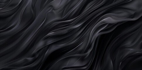 Fototapeta premium Dark swirling black waves background with smooth flowing texture, creating a moody and mysterious ambiance