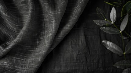 Fototapeta premium Classic black background with subtle linen texture adding warmth and depth while maintaining simplicity and elegance