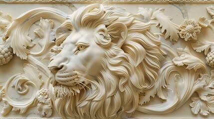 Beautiful animal 3d relief wallpaper. Mural wallpaper. AI generated illustration
