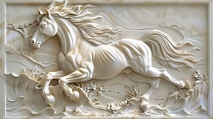 Beautiful animal 3d relief wallpaper. Mural wallpaper. AI generated illustration