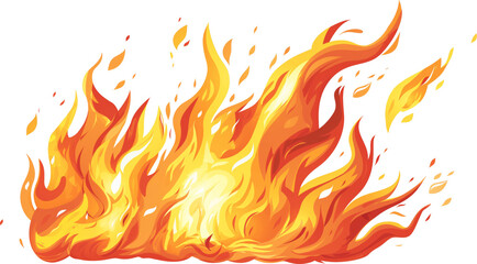 Red and yellow flames illustration isolated on transparent background.