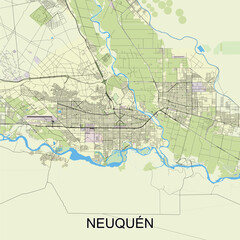 Neuquén, Argentina map poster art