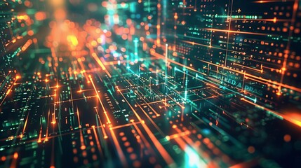 Fototapeta premium abstract 3d digital background futuristic network and technological processes visualization