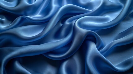 Obraz premium Luxurious blue silk satin backdrop with space for text design Web banner Top view table for special occasions Copy space image Place for adding text or design