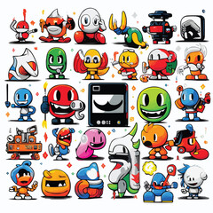 Set of Cartoonish Robotic Characters
