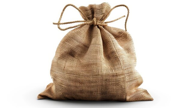 hyperrealistic burlap sack isolated on white background highly detailed png file
