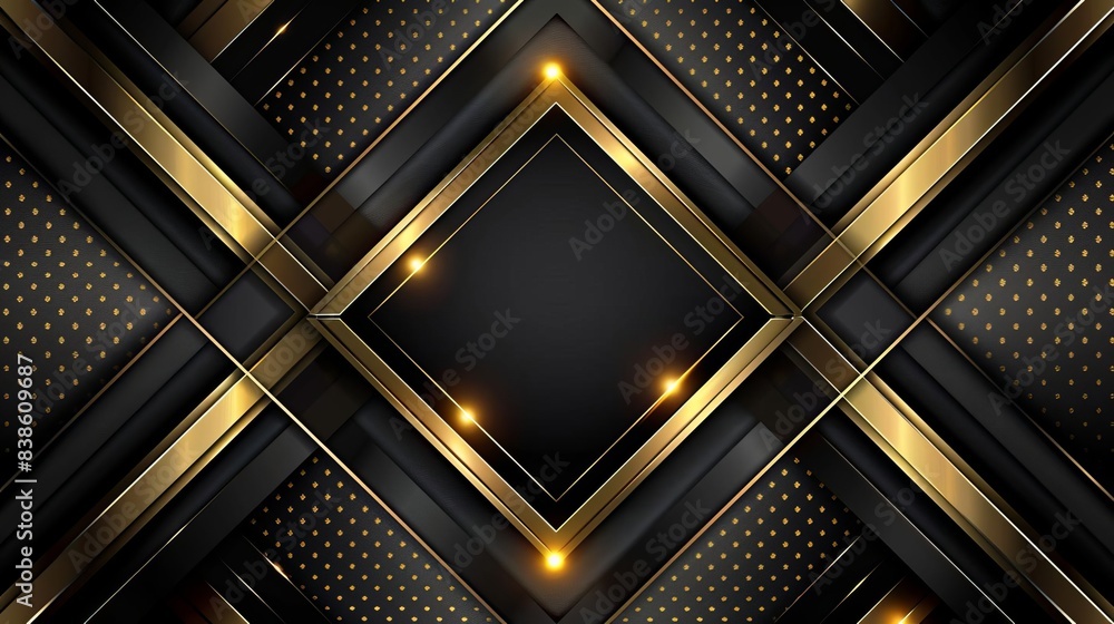 Poster luxurious black and gold abstract background with shiny texture and geometric shapes elegant vector 