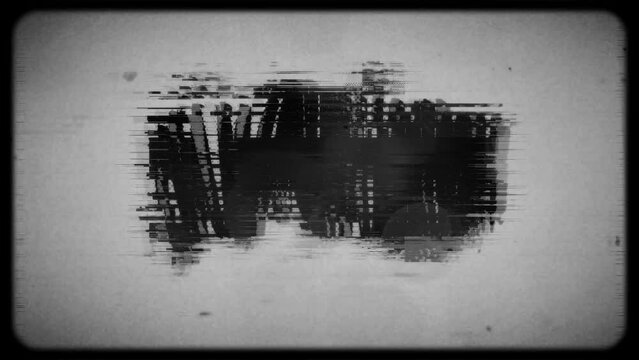 Old style film frame with grunge paintings in fast motion and distortion effects